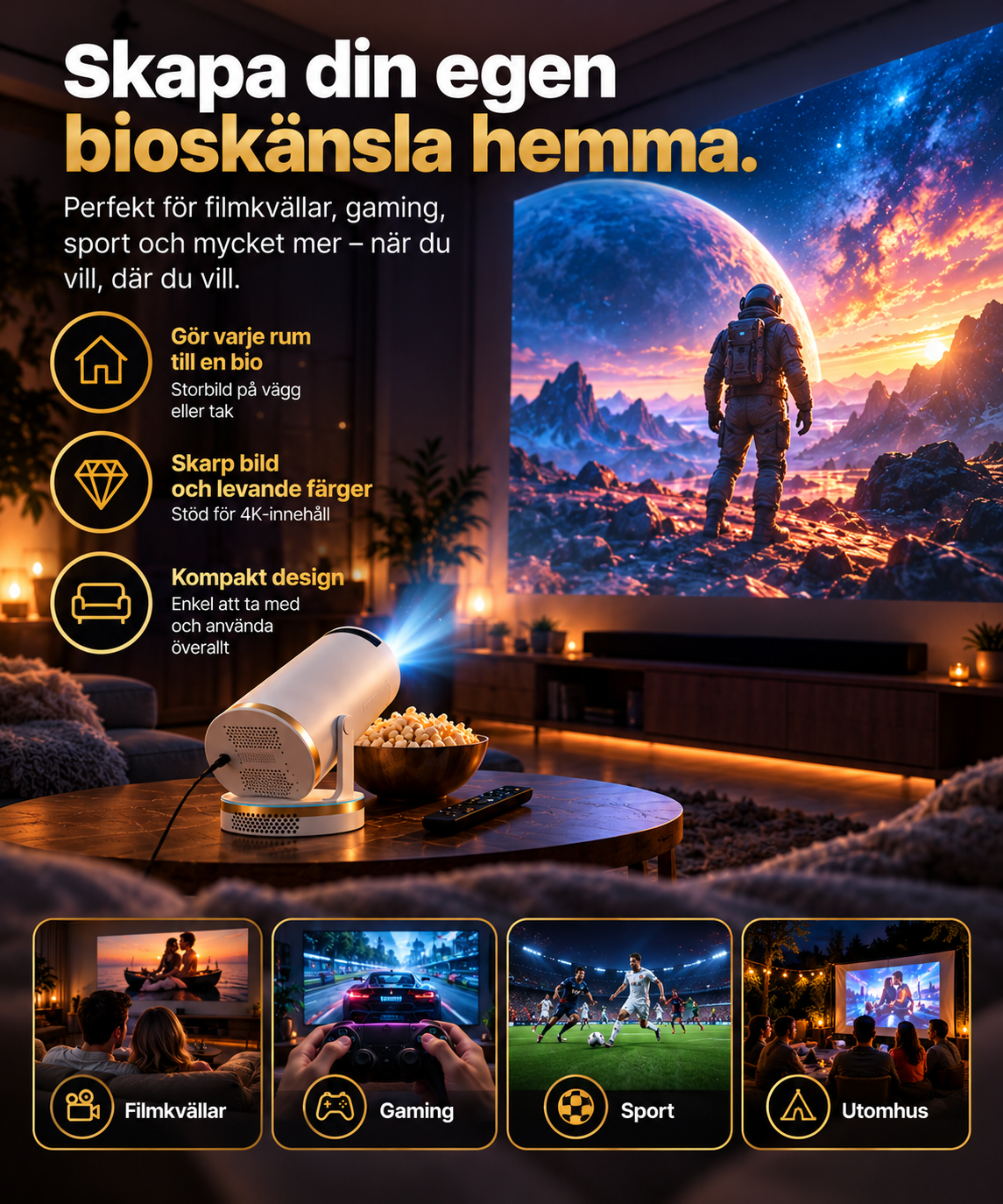 CineLux™ – Smart 4K Projektor för Hemmabio