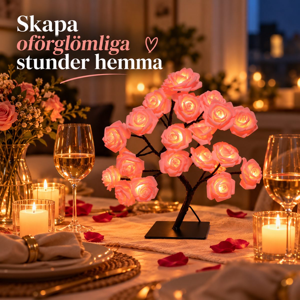 RosGlöd™ – Romantiskt LED-Rosträd