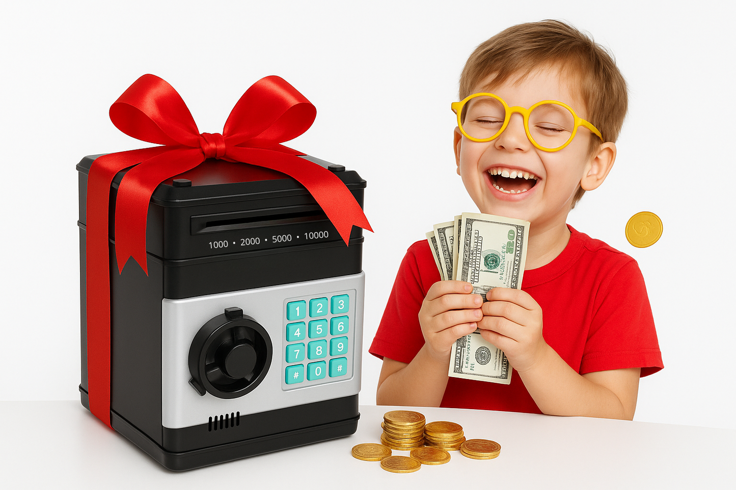 MiniBanken – Barnsparbössa med Pinkod och Automatisk Sedelinsättning