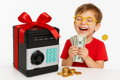 MiniBanken – Barnsparbössa med Pinkod och Automatisk Sedelinsättning