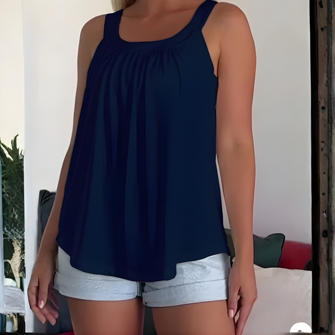 Nova™ SleevelessTop - Mångsidig Plisserad Topp: Modern Silhuett utan Ärmar
