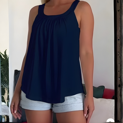 Nova™ SleevelessTop - Mångsidig Plisserad Topp: Modern Silhuett utan Ärmar