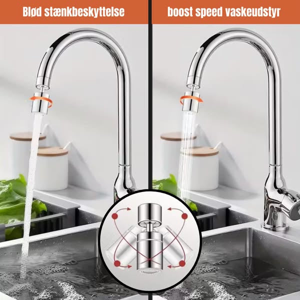 FlexiStröm| Roterbar kranadapter med dubbla vattenlägen – sparar vatten och ökar trycket.