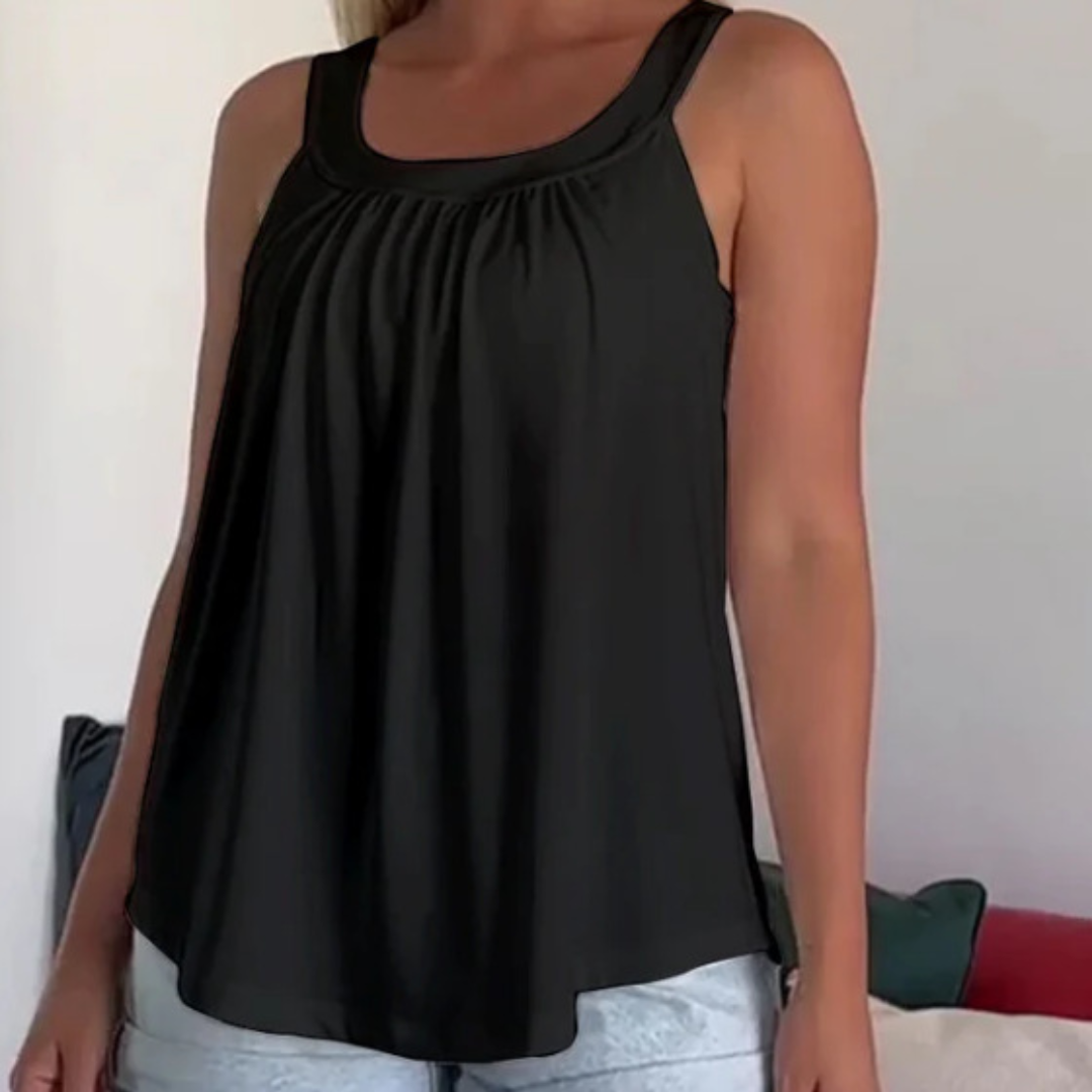 Nova™ SleevelessTop - Mångsidig Plisserad Topp: Modern Silhuett utan Ärmar