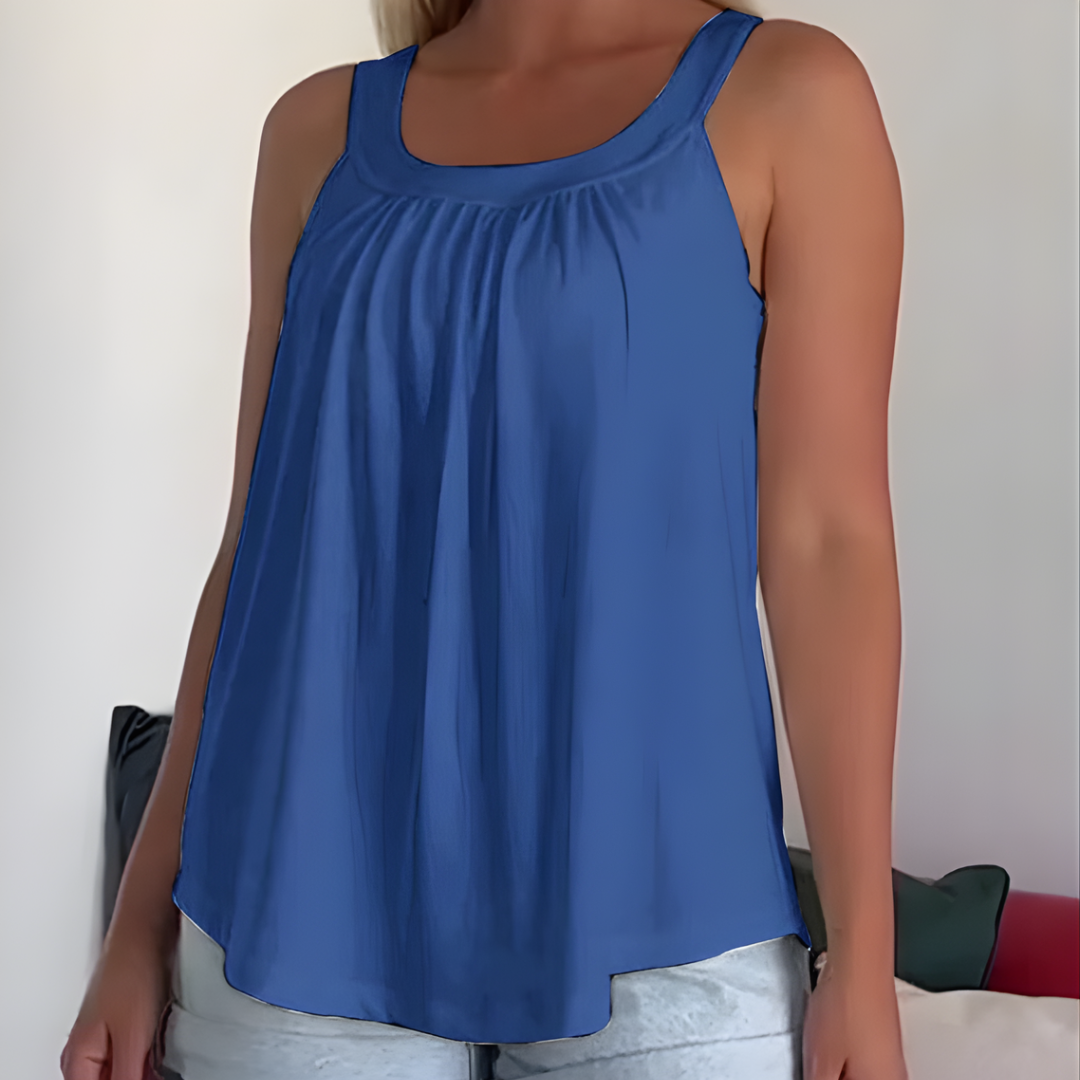 Nova™ SleevelessTop - Mångsidig Plisserad Topp: Modern Silhuett utan Ärmar