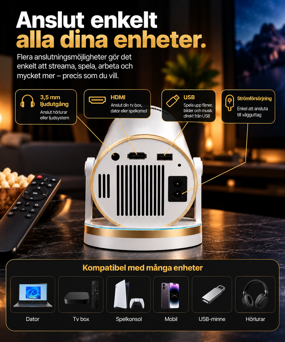 CineLux™ – Smart 4K Projektor för Hemmabio
