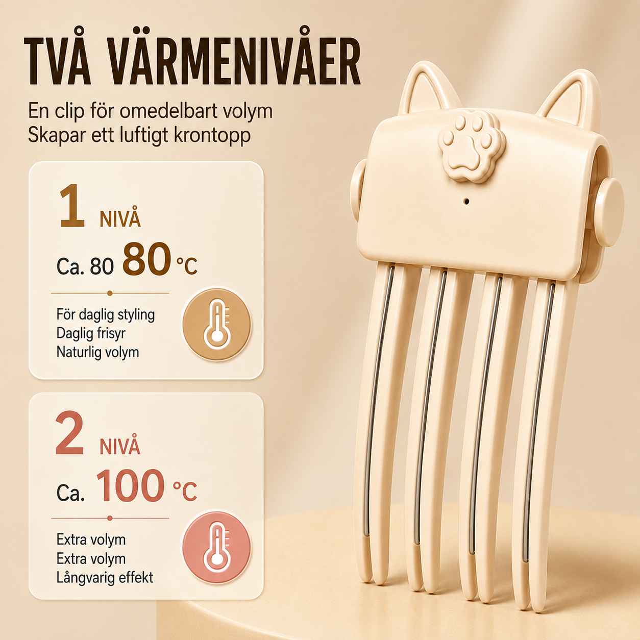 VolymLyft™ – Sladdlös värmeklämma för fylligare hårvolym
