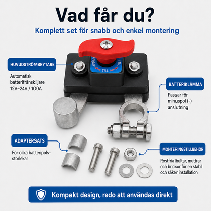 StrömBrytare™ – Batterifrånskiljare för bil, husbil, båt och arbetsfordon