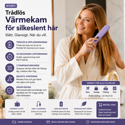 SilkesKam™ – Trådlös Värmekam för Snabb och Skonsam Styling