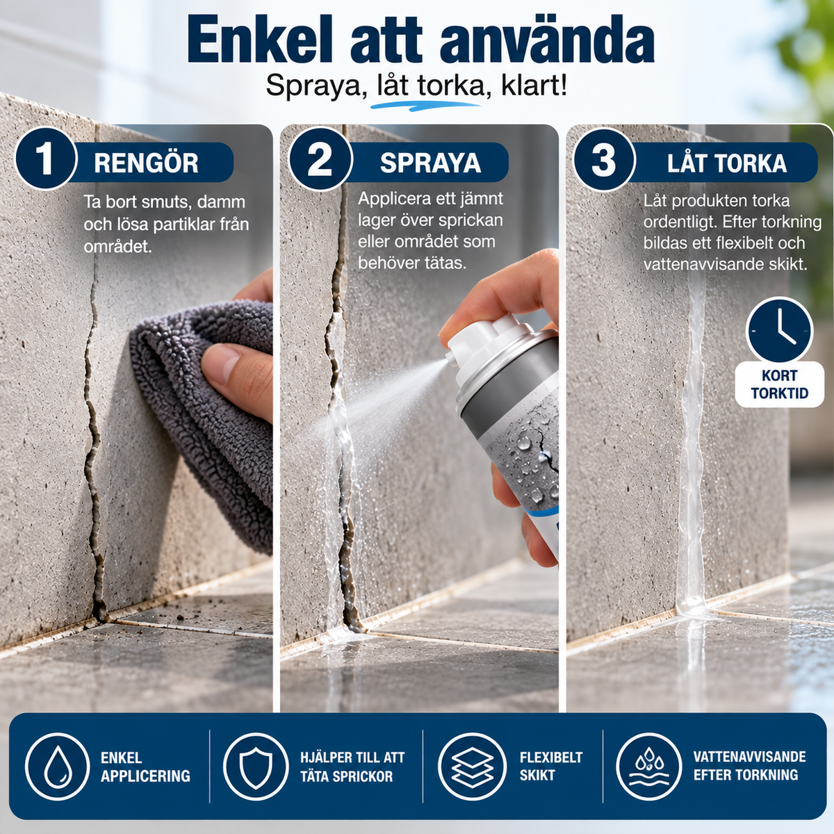 TätaFix™ – Smidig tätningsspray för sprickor & läckage