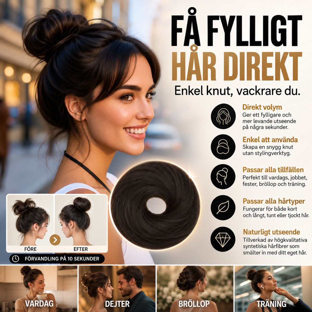 VolumKnut™ – Fyllig &amp; Elegant Hårknut på Sekunder