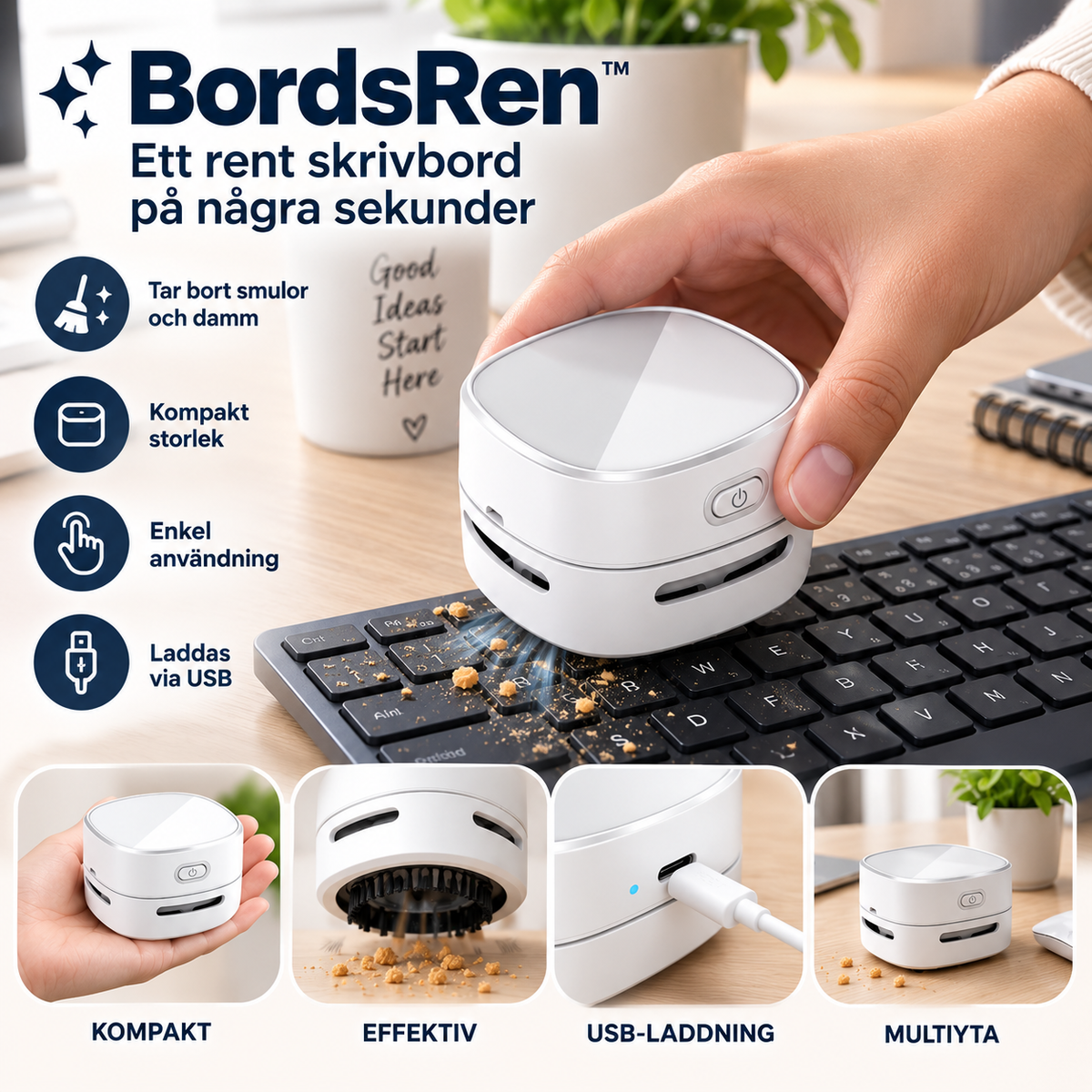 BordsRen™ – Kompakt skrivbordsdammsugare