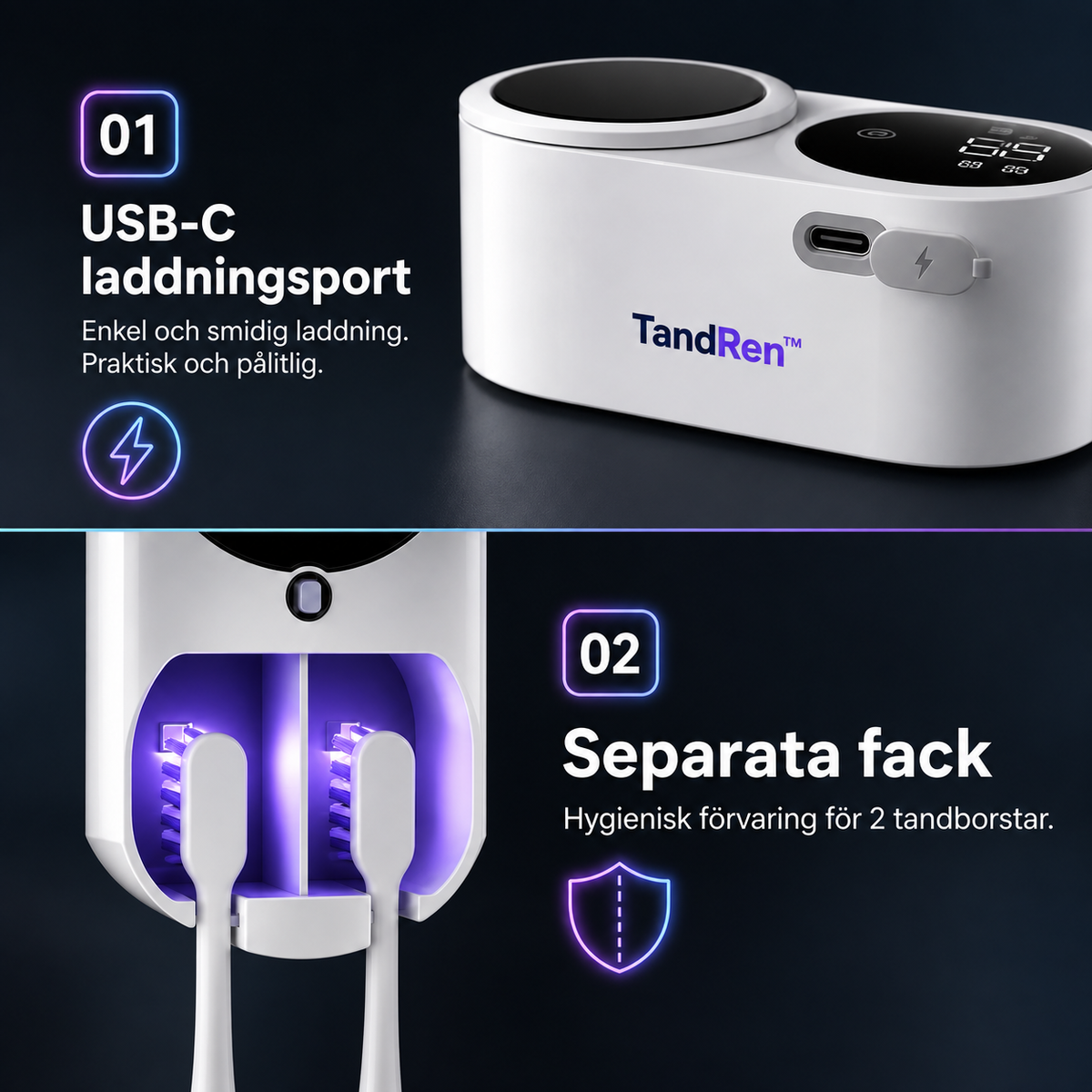 TandRen™ – UV-tandborsthållare med automatisk rengöring