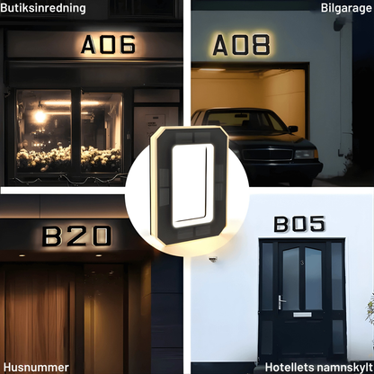 NordEco Ljus™– Aurinkokennolla toimiva talonumerolamppu, anturi ja helppo asennus