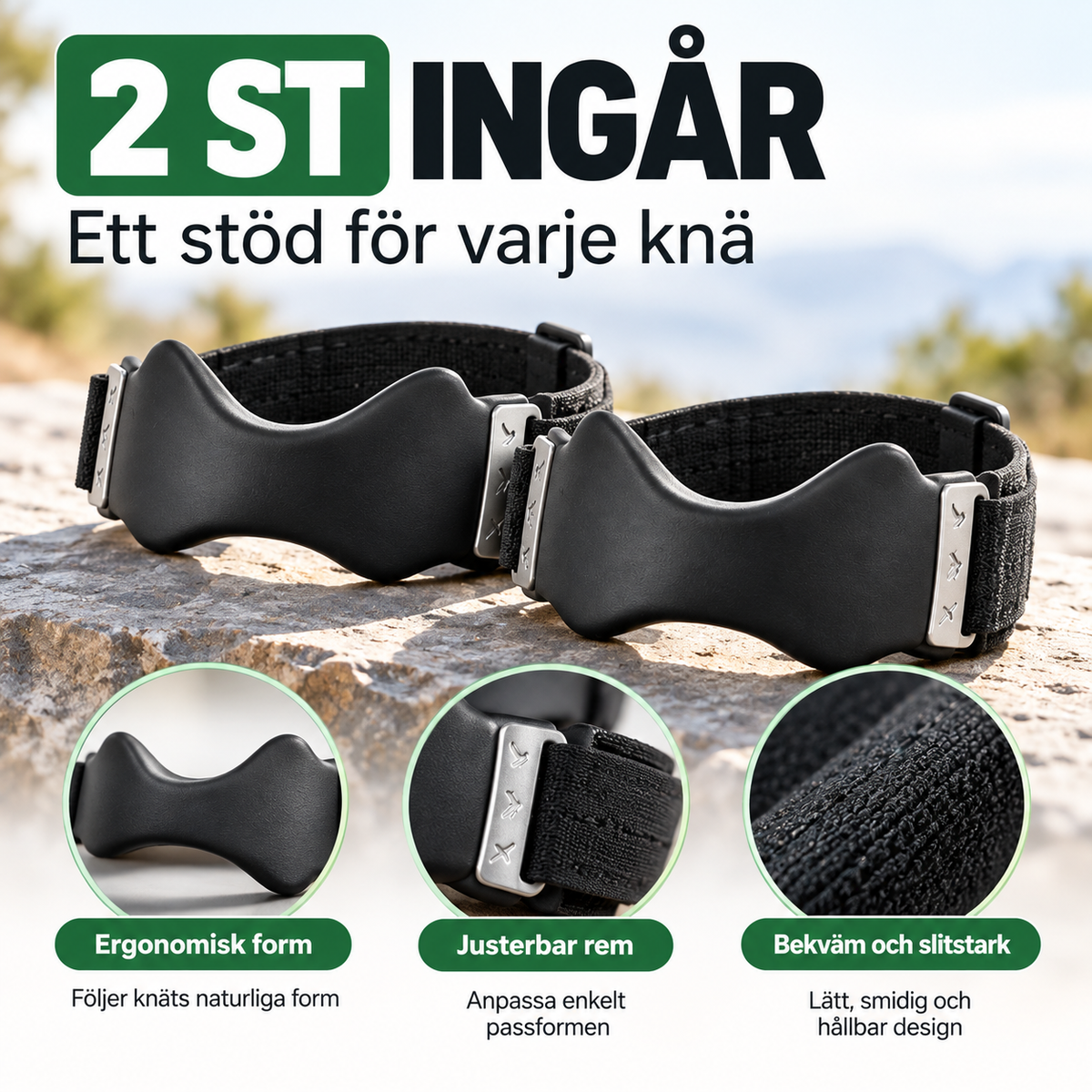 KnäStöd™ – Stabilt stöd för båda knäna | 2-pack