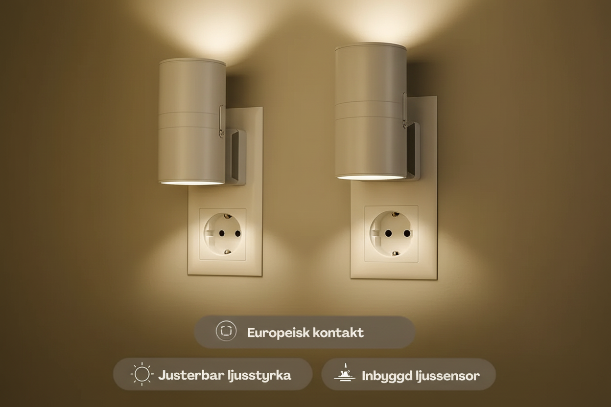 TryggLjus™ | Slipp mörker på natten med ett automatiskt, mjukt ljus som ger trygghet utan att störa sömnen