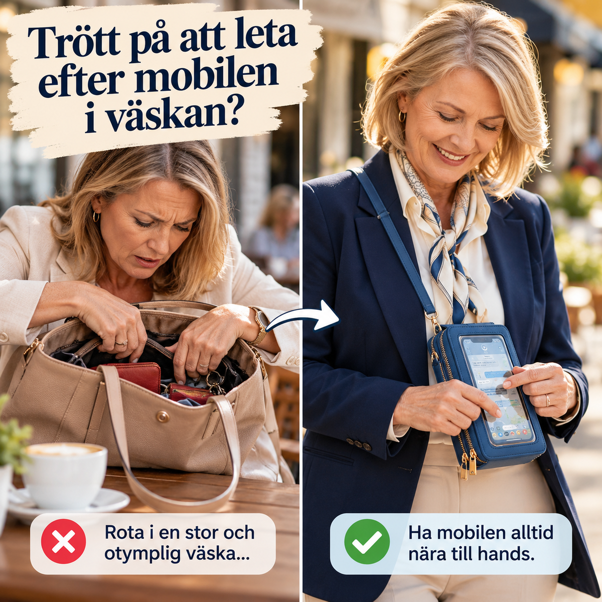 MobilVäska™ – Elegant mobilväska med touchfunktion