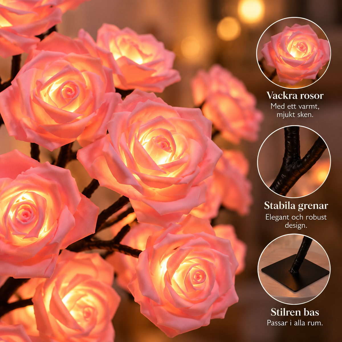 RosGlöd™ – Romantiskt LED-Rosträd