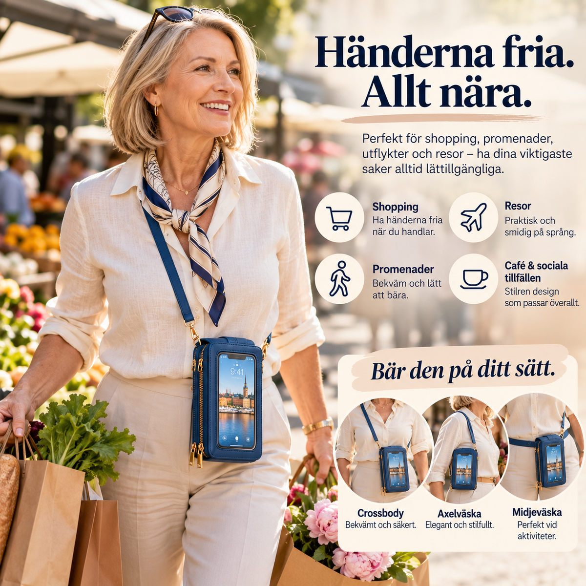 MobilVäska™ – Elegant mobilväska med touchfunktion