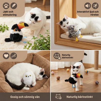Kattens Fågelbyte. Fladdrande, kvittrande fågelleksak för katt