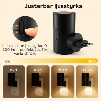 TryggLjus™ | Slipp mörker på natten med ett automatiskt, mjukt ljus som ger trygghet utan att störa sömnen