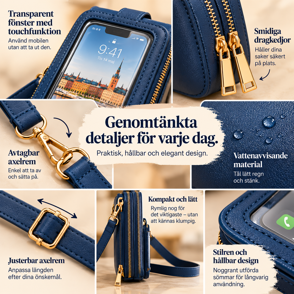 MobilVäska™ – Elegant mobilväska med touchfunktion
