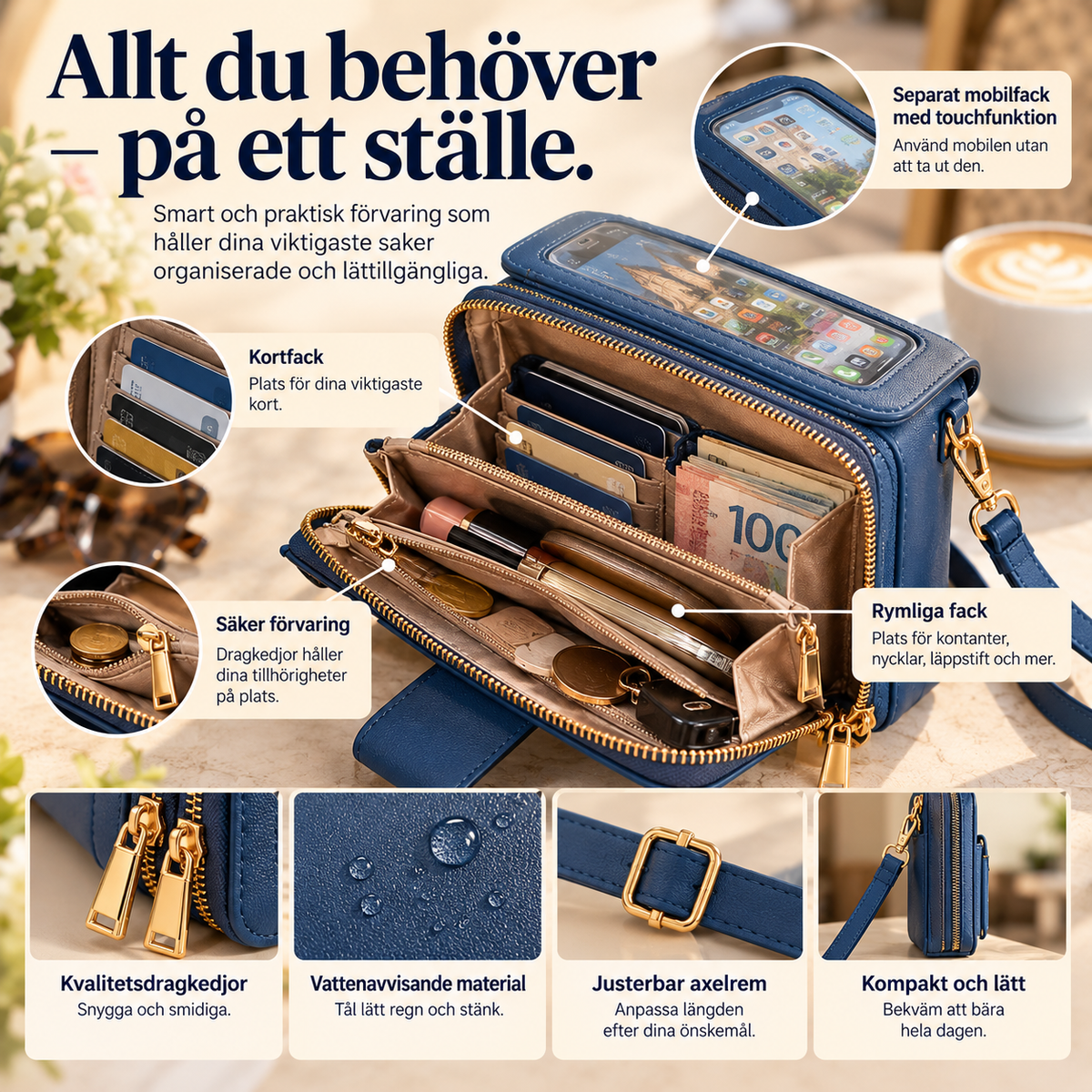 MobilVäska™ – Elegant mobilväska med touchfunktion