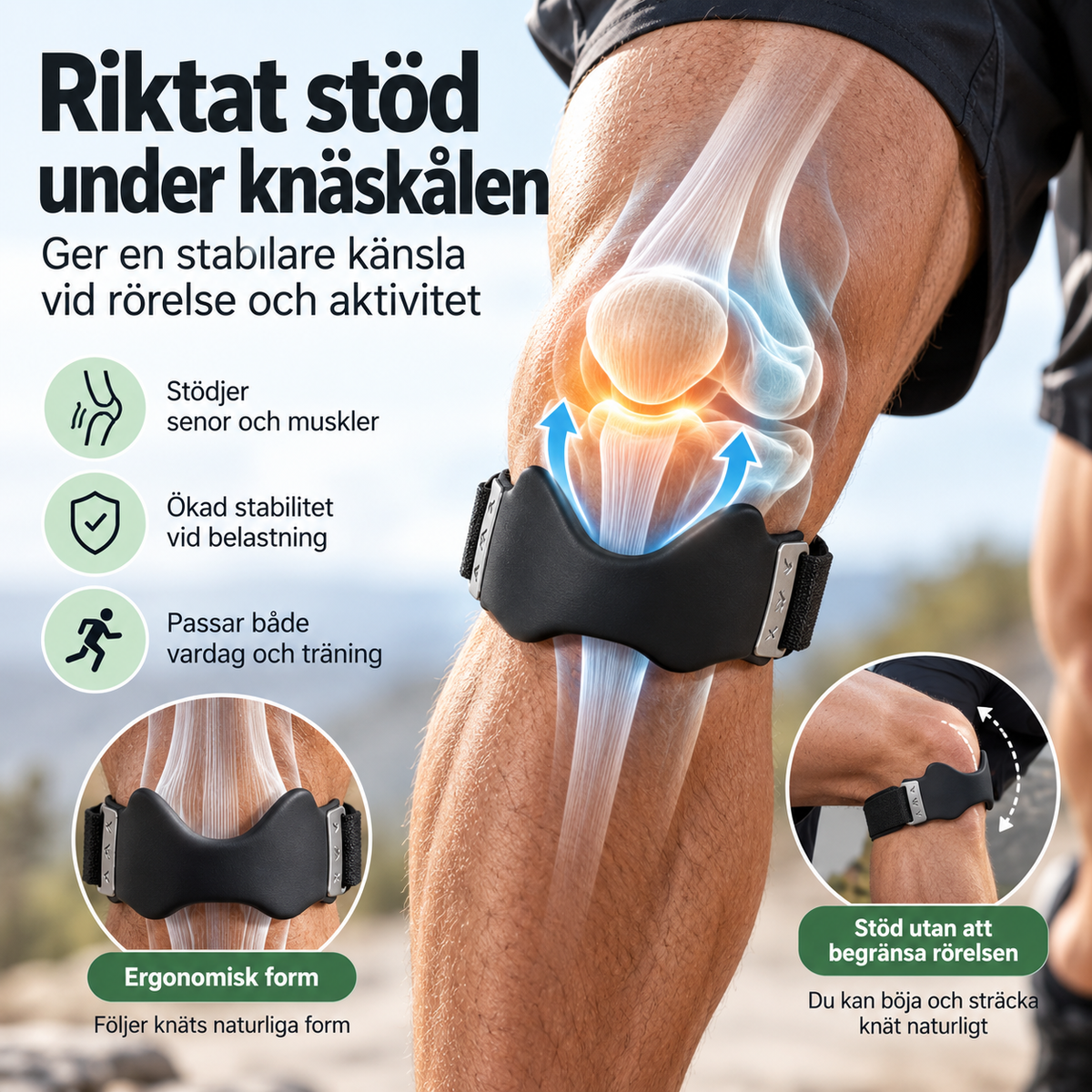 KnäStöd™ – Stabilt stöd för båda knäna | 2-pack
