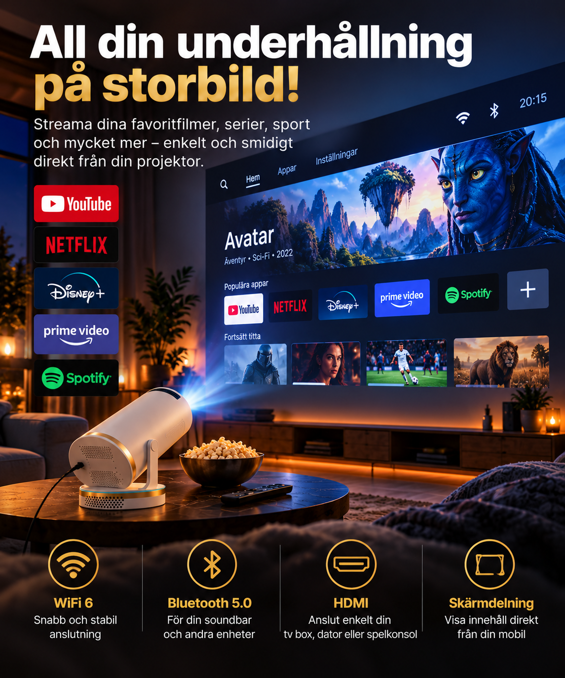 CineLux™ – Smart 4K Projektor för Hemmabio