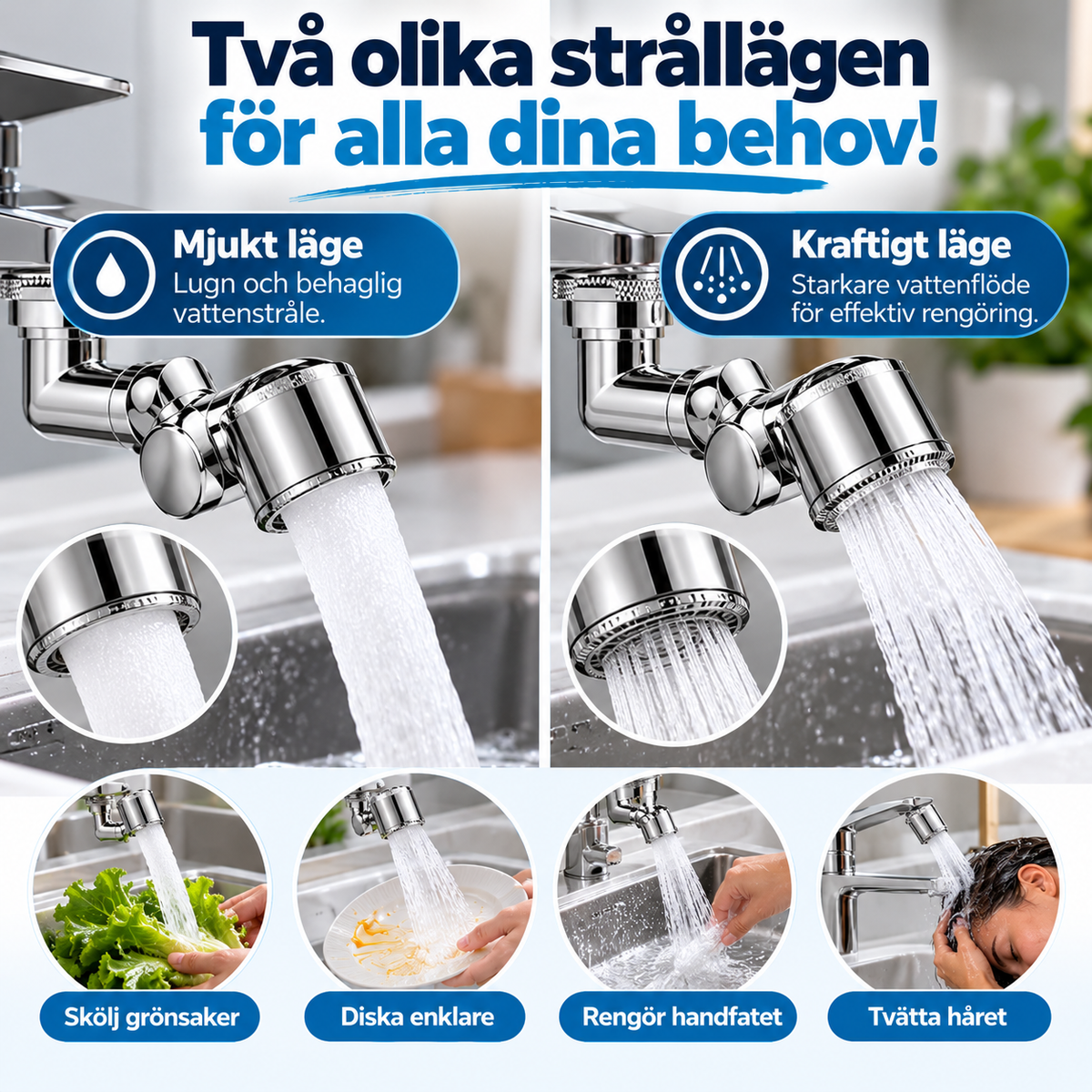 VattenFlex™ – 1440° roterande kranförlängare för enklare vardag