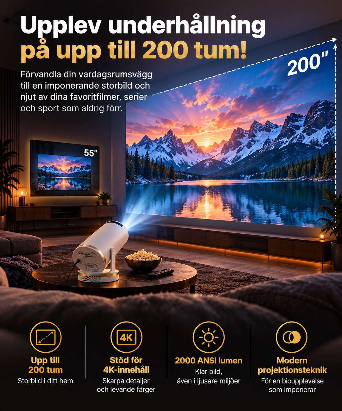 CineLux™ – Smart 4K Projektor för Hemmabio