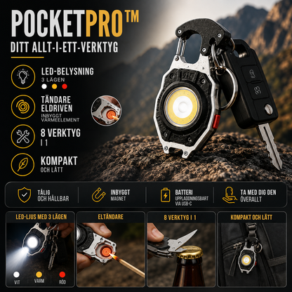 PocketPro™ – 8-i-1 Multiverktyg med LED-lampa