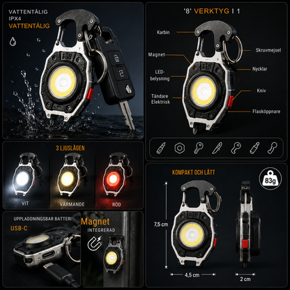 PocketPro™ – 8-i-1 Multiverktyg med LED-lampa
