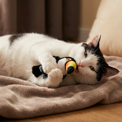Kattens Fågelbyte. Fladdrande, kvittrande fågelleksak för katt